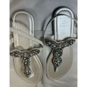 White DB Studio Bedazzeled, Embellished, Rinestone Sandles Women's size 8